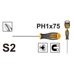 DESTORNILLADOR PHILLIPS PH1 INGCO HS68PH1075 5MM LARGO 75MM