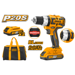 TALADRO ATORNILLADOR 20V BRUSHLESS C PERCUTOR 13MM INGCO CIDLI20608