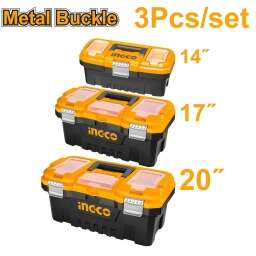 KIT X 3 CAJAS HERRAMIENTAS 14 17 20 BROCHE METAL PBXK0302 INGCO