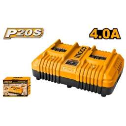 CARGADOR RAPIDO INTELIGENTE DOBLE 20V P20S INGCO FCLI2034