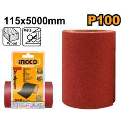 PAPEL DE LIJA 11.5 X 500 CM INGCO GRANO 100 AKHS761004