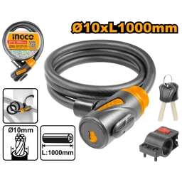 CANDADO PARA BICICLETA 10X1000MM CON CERRADURA INGCO DBK11010