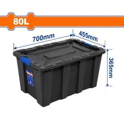 CONTENEDOR PLASTICO APILABLE NEGRO 80LT WADFOW WTB3380