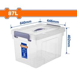 CONTENEDOR PLASTICO APILABLE TRANSPARENTE 87LT WADFOW WTB2390