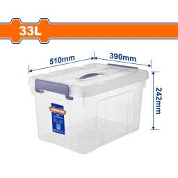 CONTENEDOR PLASTICO APILABLE TRANSPARENTE 33LT WADFOW WTB2335