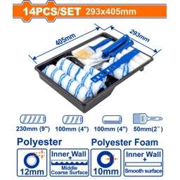 KIT 14 EN 1 RODILLO PINCEL REPUESTO BANDEJA WADFOW WCB3H13