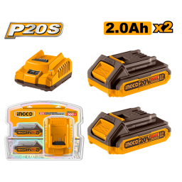 SET X2 BATERIA 20V 2AMP + 1 CARGADOR INGCO FBCPK1222