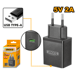 CARGADOR 5V 2AMP ENTRADA USB PARA BAT TIPO C INGCO FCLI120502