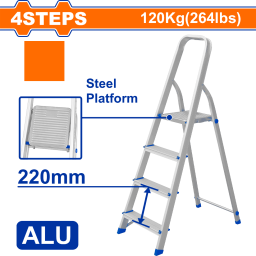 ESCALERA FAMILIAR ALUMINIO 4 ESCALONES 120 KG WADFOW WLD3H04