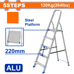 ESCALERA FAMILIAR ALUMINIO 5 ESCALONES 120KG WADFOW WLD3H05