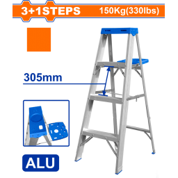 ESCALERA PINTOR 4 ESC 150KG CON BANDEJA HOJA SIMPLE ALUMINIO WADFOW WLD4H04