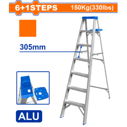 ESCALERA PINTOR 7 ESC 150  KG CON BANDEJA HOJA SIMPLE ALUMINIO WADFOW WLD4H07