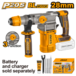 ROTOMARTILLO A BATERIA 20V 28MM INGCO CRHLI20288 SBAT SCARG