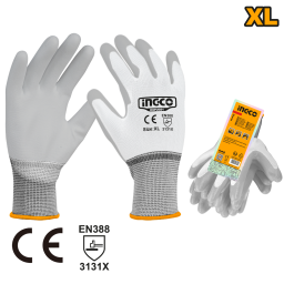 GUANTES PU POLIESTER TALLE XL INGCO HGPUG01