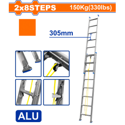 ESCALERA EXTENSIBLE 2 X 8 ESC 2 TRAMOS ALUMINIO WLD8H16 WADFOW