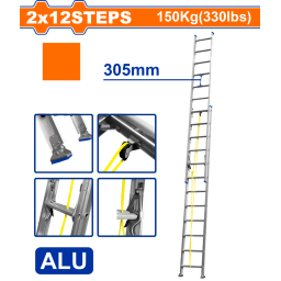 ESCALERA EXTENSIBLE 2 X 12 ESC 2 TRAMOS ALUMINIO WLD8H24 WADFOW 