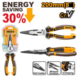 PINZA PUNTA FINA ENERGY SAVING 30% CR-V INGCO HHLNP28200