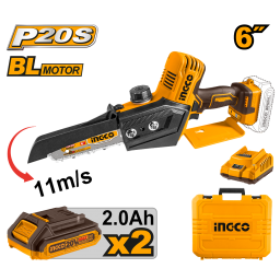 MINI MOTOSIERRA A BATERIA 20V P20S 6 C 2 X BAT CARG Y VALIJA BRUSHLEES INGCO CGSLI20686