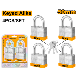 SET X 4 CANDADO INDUSTRIAL LLAVES IGUALES 50MM INGCO DLPK05004