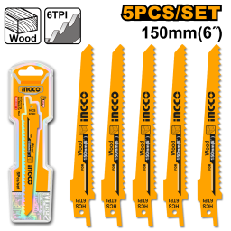 SET 5PCS HOJAS PARA SIERRA SABLE PARA CORTE RAPIDO EN MADERA RSB611D INGCO