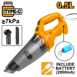 ASPIRADORA A BATERIA C/CABLE CARGADOR TIPO C 0.5 LTS INGCO - CVLI2026