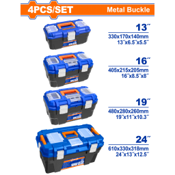 SET X 4 CAJAS DE HERRAMIENTA PLASTICAS  13+16+19+24 WADFOW WTB4104