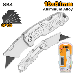 TRINCHETA CUCHILLO PLEGABLE ALUMINIO 19MM C/5 HOJAS INGCO - HUK6236