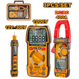 SET MEDICIN TESTER 12-300V (HSDT33001) + MULTMETRO 1000V (DM310002) + AMPERMETRO 400A (DCM62002) INGCO COS24067