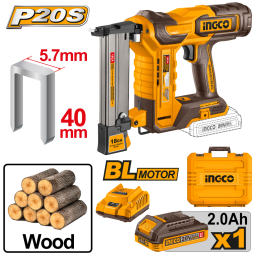 ENGRAPADORA A BATERA 20V P20S 40MM BRUSHLESS CBATERA, CARGADOR, VALIJA Y ACCESORIOS INGCO CCSNLI6008