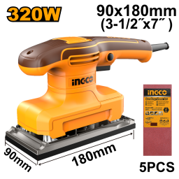 LIJADORA ORBITAL ELECTRICA 320W + 5 LIJAS INGCO FS3216