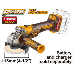 AMOLADORA ANGULAR A BATERIA 20V P20S BRUSHLESS MOTOR 4� 115MM SBAT, SCARG INGCO CAGLI27153