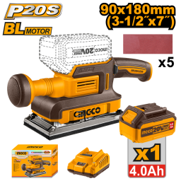 LIJADORA ORBITAL A BATER�A BRUSHLESS MOTOR 20V P20S CBAT + CARGADOR + 5 LIJAS INGCO CFSLI20311