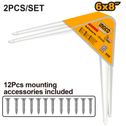 SET X2 MENSULAS P/ESTANTE 6 X 8 (15X20CM) BLANCAS INGCO HSB10608