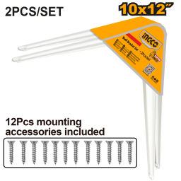 SET X2 MENSULAS P/ESTANTE 10 X 12 (25X30CM) BLANCAS INGCO HSB11012