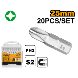 SET X 20 PUNTA ATORNILLADOR PHILLIPS PH2  25MM INGCO SDB11PH213