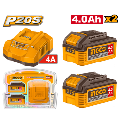 SET X2 BATERIAS 20V 4.0AH + 1 CARGADOR INGCO FBCPK2013