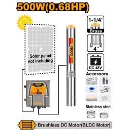 BOMBA SOLAR POZO SEMISURGENTE 500W (0.68HP) 48V ALTURA 78M CAUDAL 4M3/H S/PANEL SOLAR INGCO DWPDC50061