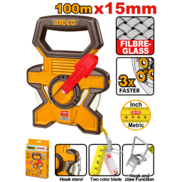 CINTA METRICA AGRIMENSOR FIBRA DE VIDRIO 100M X 15MM INGCO HFMT18100