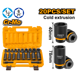 SET X20 DADOS DE IMPACTO 12 CR-MO EN VALIJA INGCO HKISSD12203L