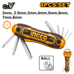 SET X8PCS JUEGO LLAVE ALLEN DE BOLSILLO 2 A 8MM INGCO HHK14082