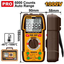 TESTER MULTIMETRO PRO 1000V DC/AC DIGITAL INGCO DM310004
