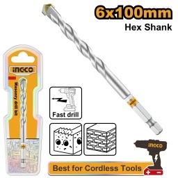 MECHA MAMPOSTERIA 6X100MM ENCASTRE HEX. INGCO DBM2210610